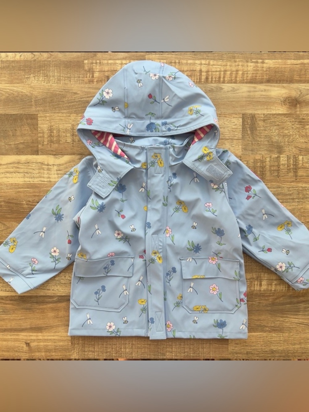 Jojo Maman Bebe Floral Blue Raincoat 3/4